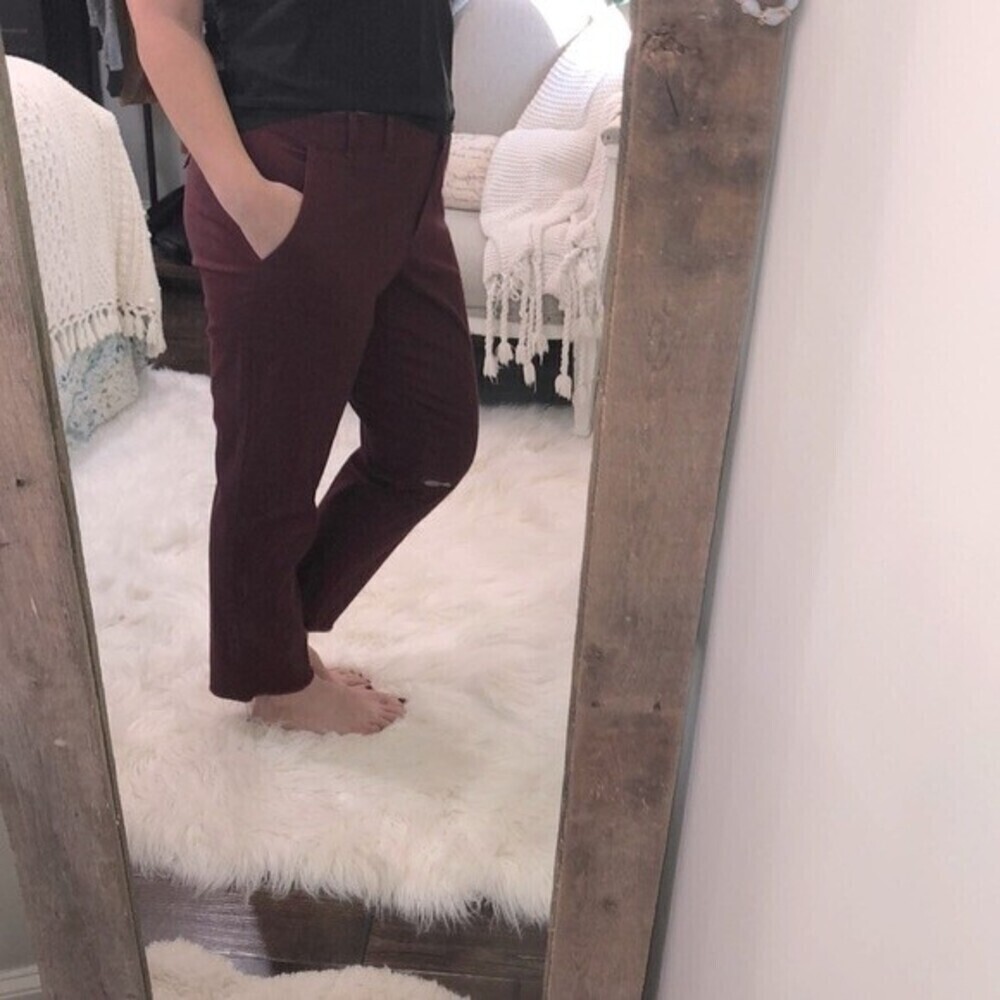 Talbots size 12 burgundy cotton chino pants - Picture 3 of 7